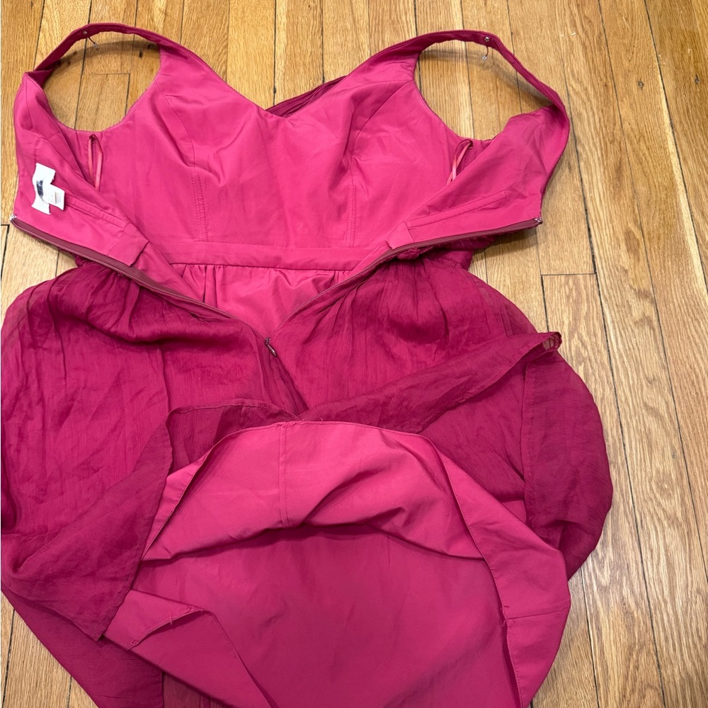 J. Crew - Rich Red Sleeveless Dress with zip back and tulle - Picture 7 of 8